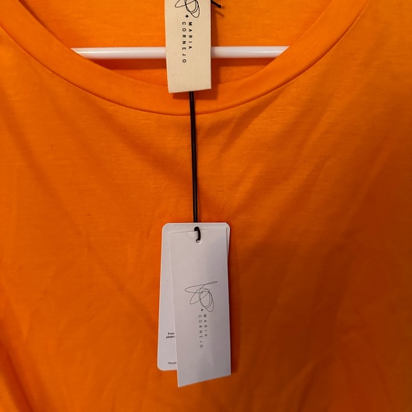 zero and maria cornejo jersey ruched muscle dress tangerine size large NWT - Picture 3 of 5